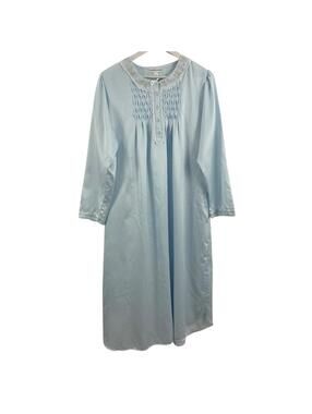 Vintage Miss Elaine Women’s Blue Satin Night Gown Size M